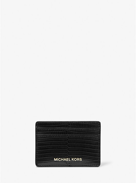 

Кожаный чехол для визиток Jet Set с тиснением под ящерицу Michael Kors, черный