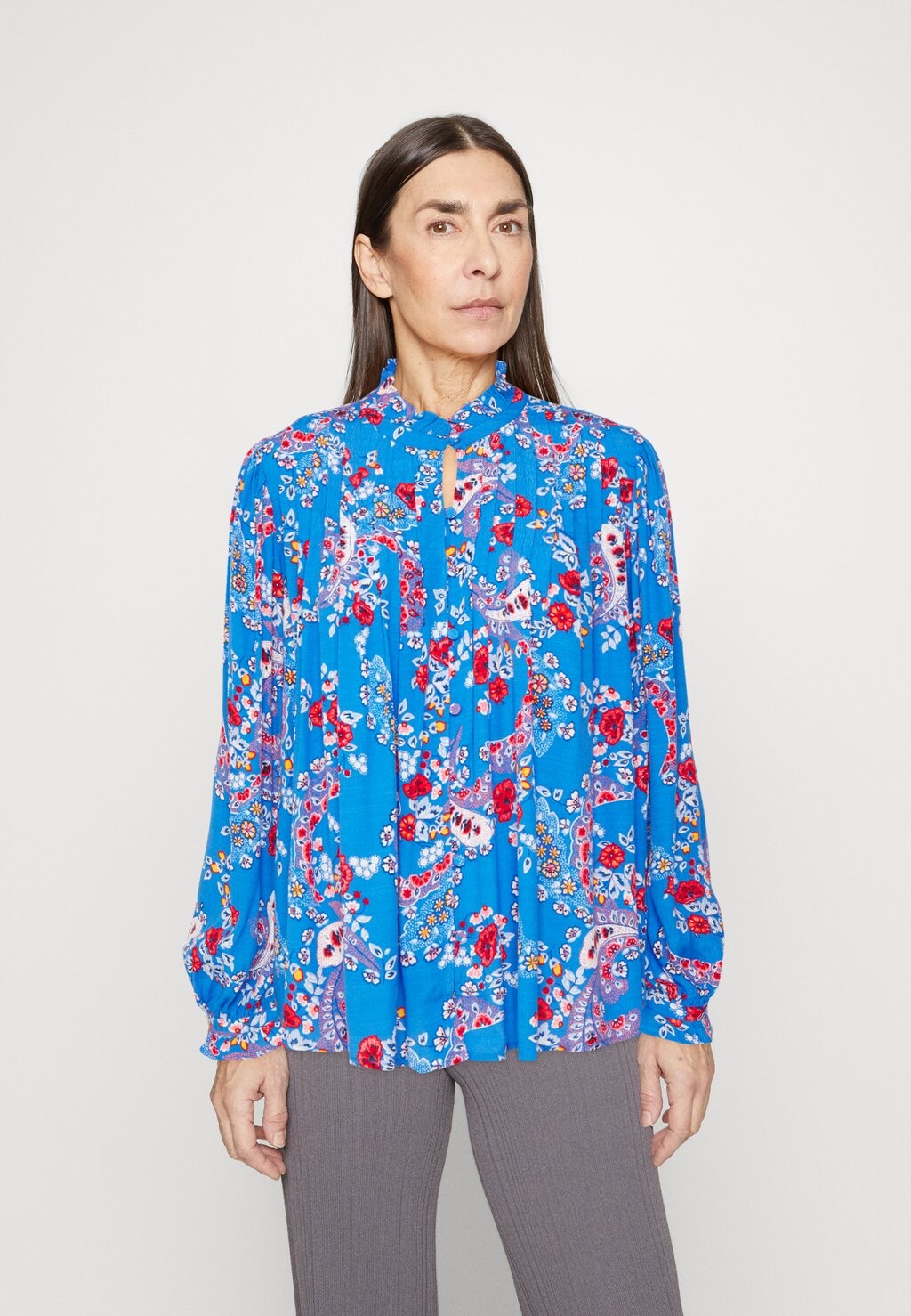 

Блузка Marks & Spencer Pintuck, синий/мультиколор
