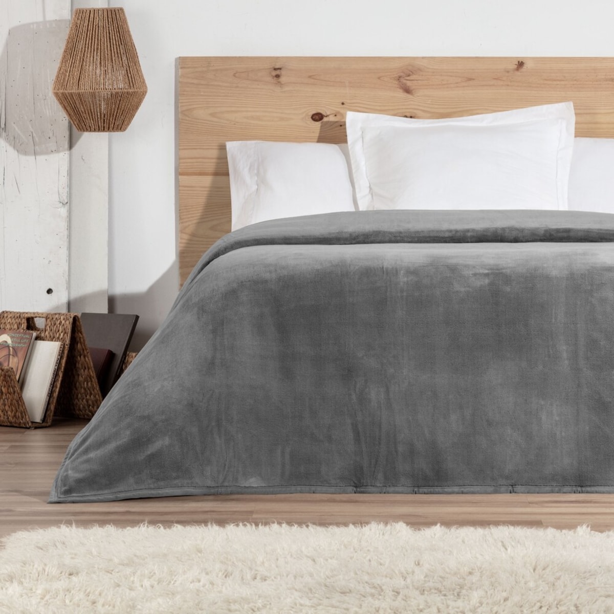 Мягкое простое одеяло для кровати Manterol, серый