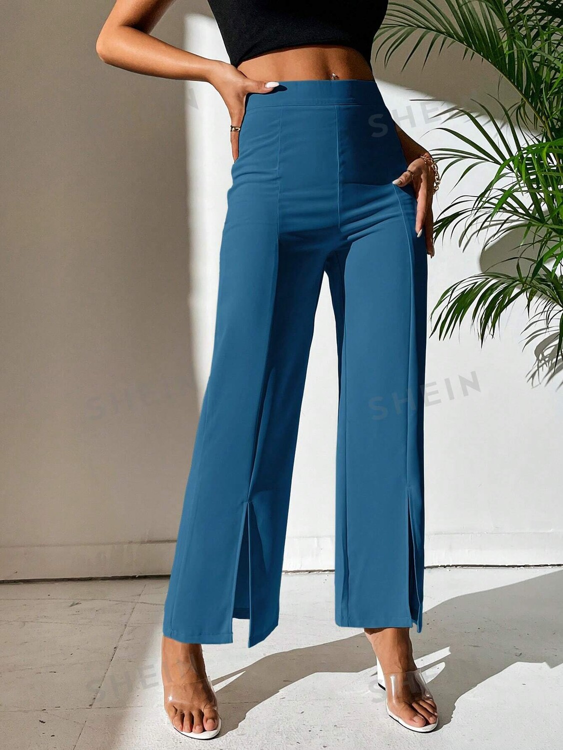 

Брюки классические Shein Petite прямые, синий
