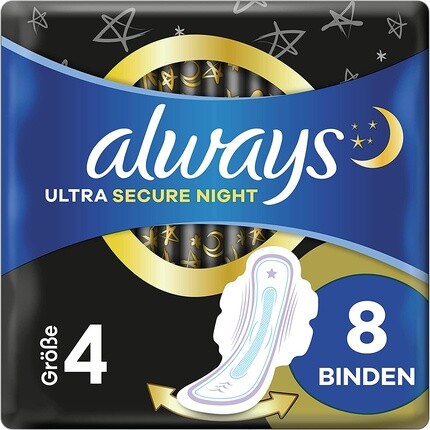 

Always Ultra Secure Night, размер 4, с накладками Wings Big Pack, 8 подушечек