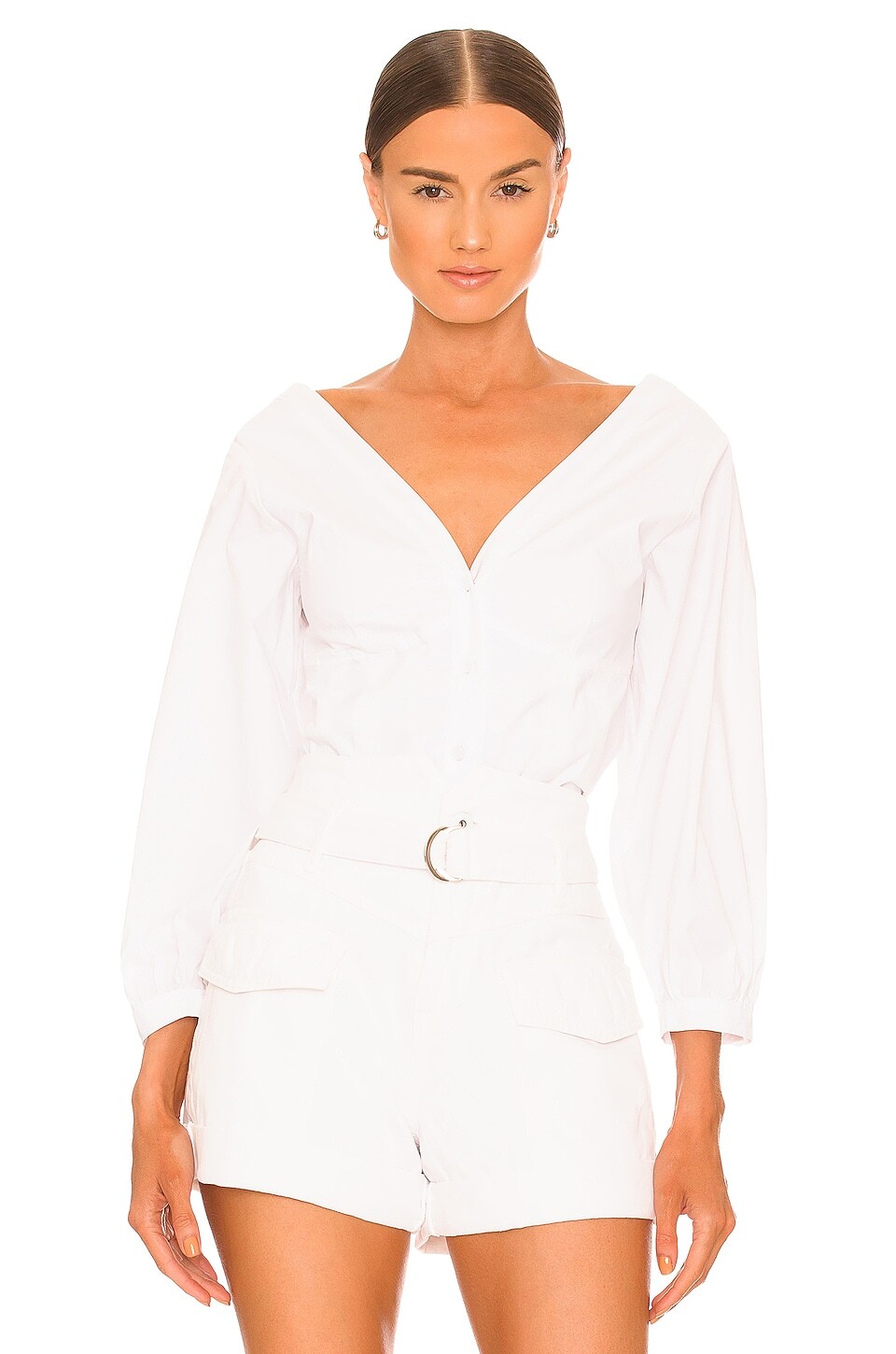 

Топ JONATHAN SIMKHAI STANDARD Lyndon Long Sleeve bustier, белый