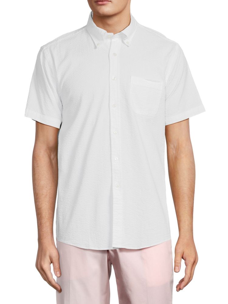 Оксфордская рубашка из жатого хлопка с короткими рукавами Brooks Brothers, белый