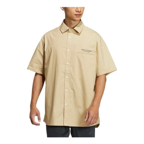Рубашка Men's adidas Back Alphabet Printing Pattern Lapel Short Sleeve Khaki Shirt, хаки