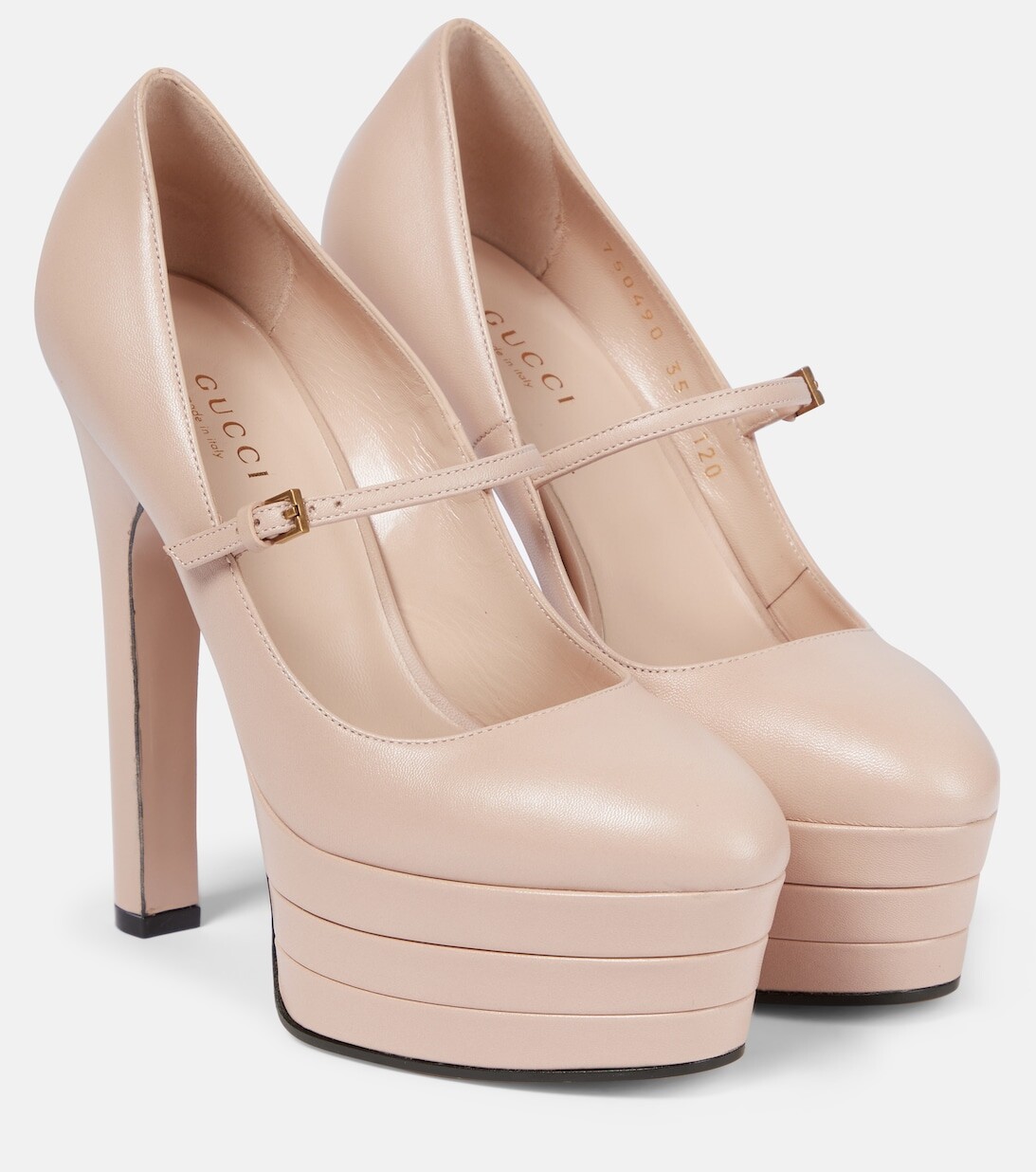 

Кожаные туфли на платформе Gucci, черный