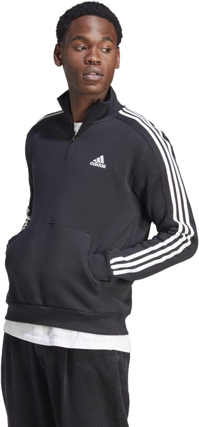 

Худи Adidas Essentials Fleece 3-Stripes 1/4 Zip Hoodie, черный