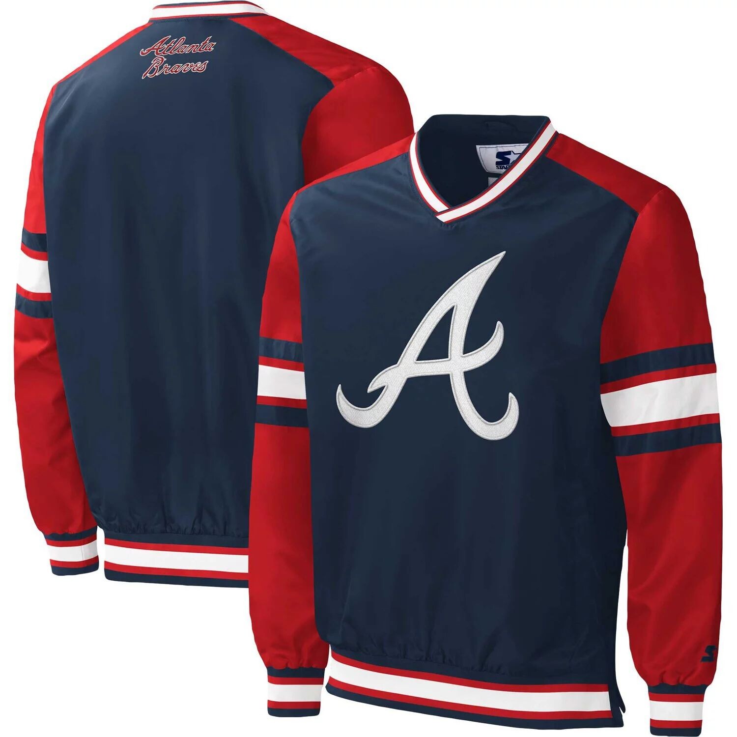 

Мужской темно-синий пуловер-ветровка Atlanta Braves Yardline Starter