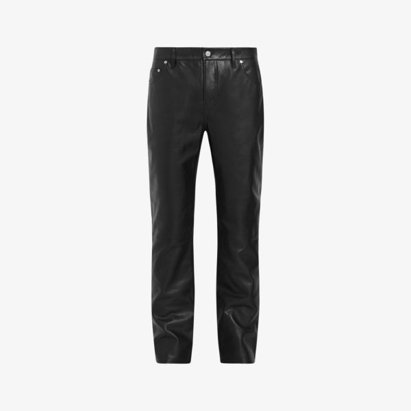 цена Прямые кожаные брюки Lynch со средней посадкой Allsaints, черный