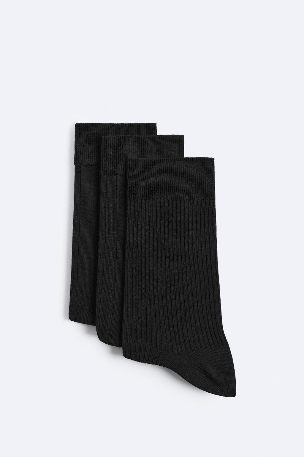 цена Набор из 3 носков в ребруску ZARA, черный