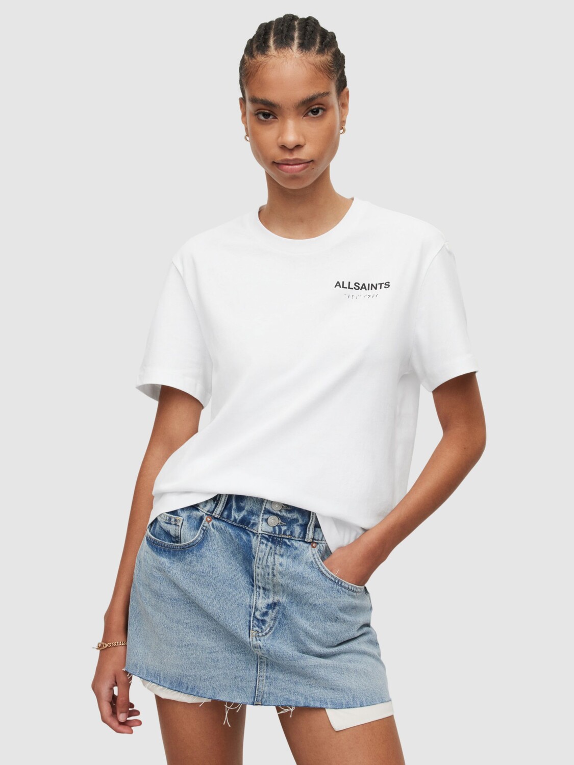

Футболка AllSaints Bryn Boyfriend, белая, Белый