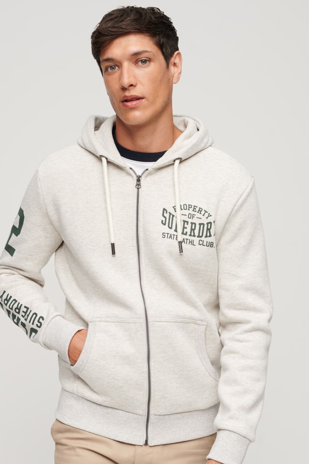 

Толстовка на молнии с принтом Athletic College Superdry, серый