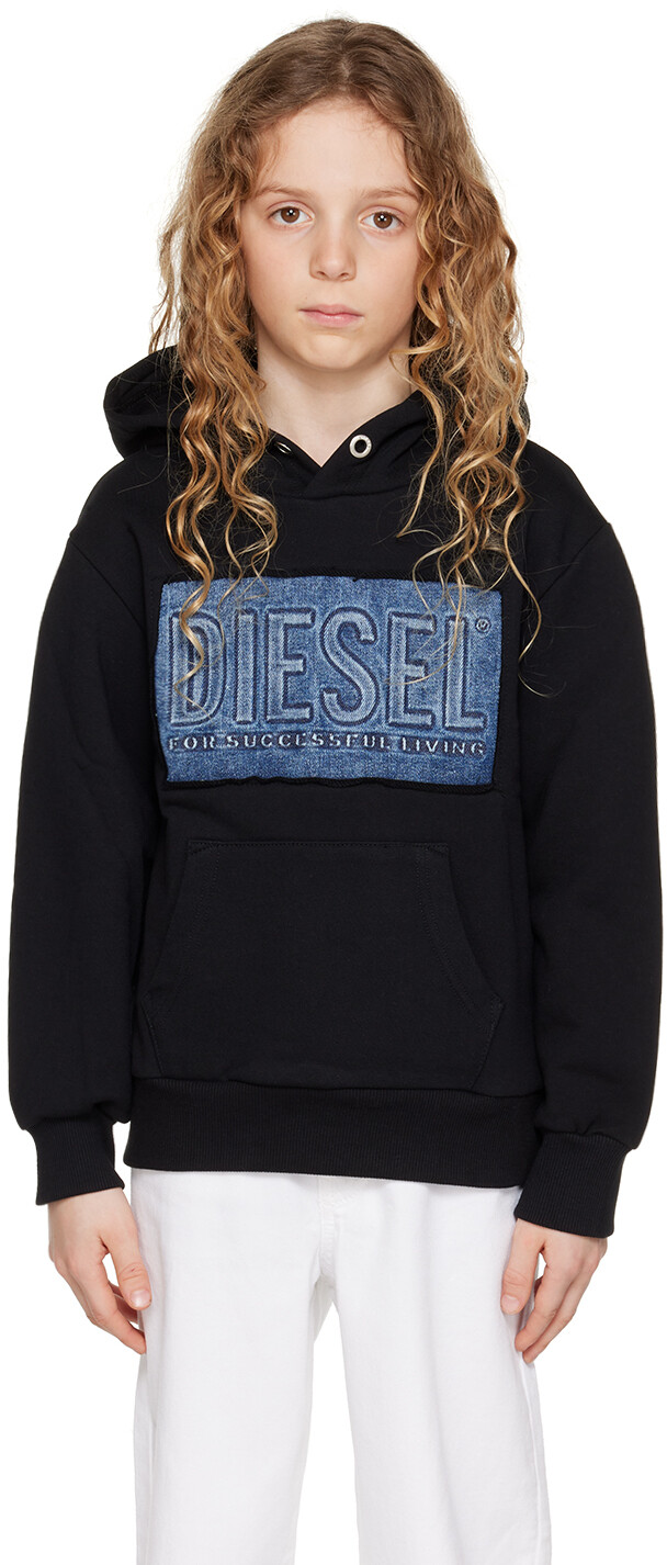 

Детская черная толстовка с тиснением Diesel