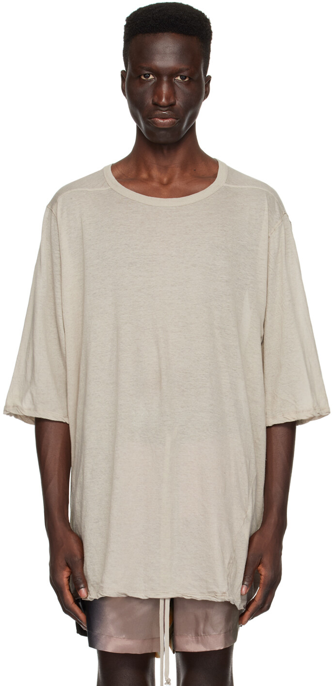 

Бело-белая футболка с круглым вырезом Rick Owens, цвет Pearl