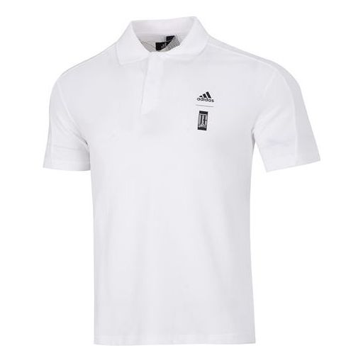 Футболка adidas Wj Solid Color Logo Micro Mark Athleisure Casual Sports Short Sleeve Polo Shirt White, мультиколор