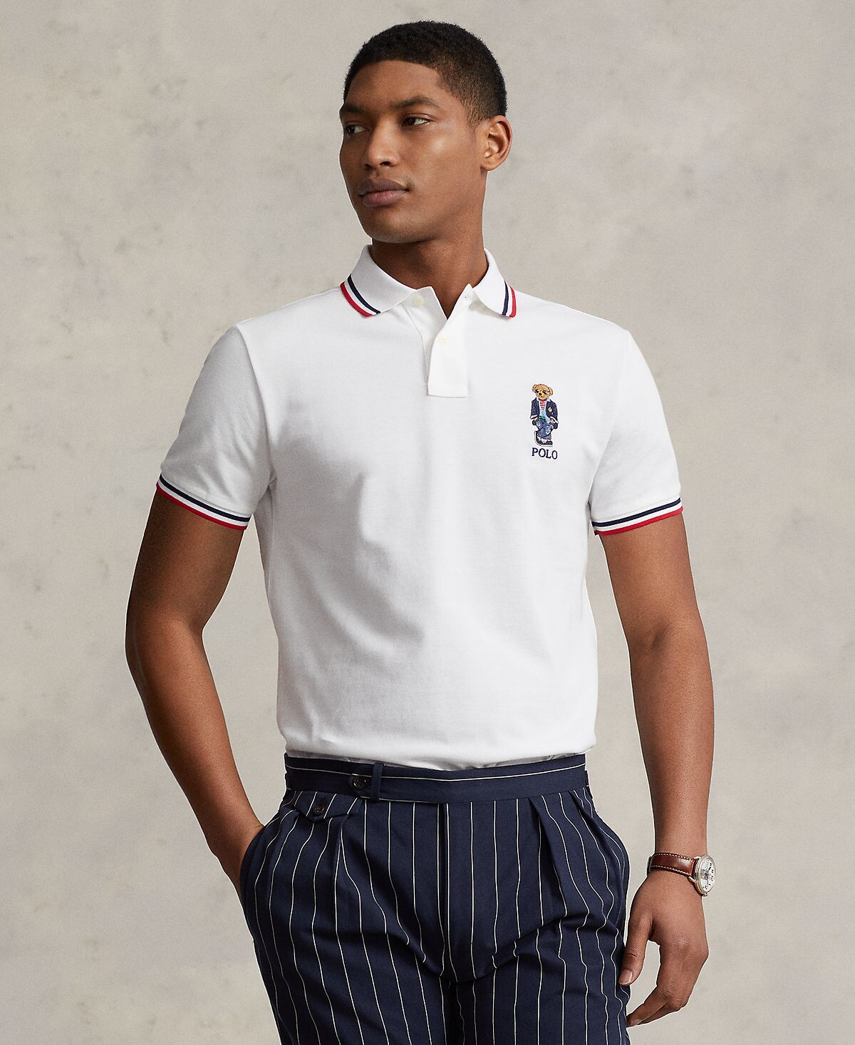 

Мужская приталенная рубашка-поло с медведем на заказ Polo Ralph Lauren