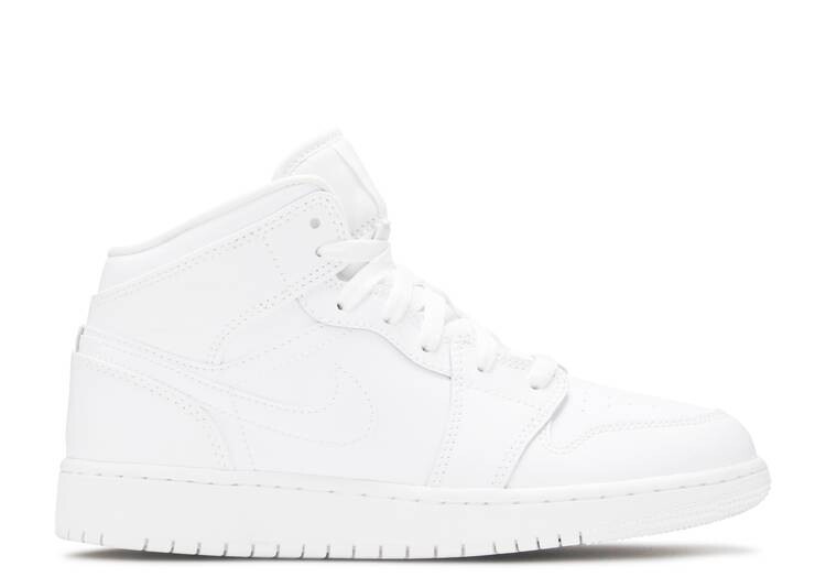 

Кроссовки AIR JORDAN 1 MID GS 'TRIPLE WHITE', белый
