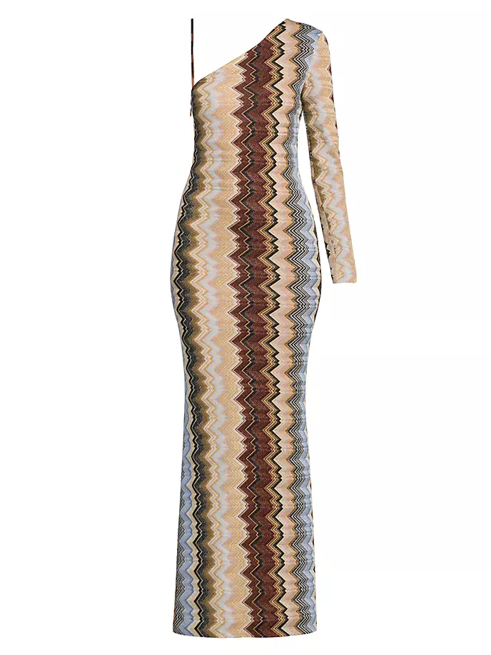 

Асимметричное платье макси с шевроном Missoni, мультиколор