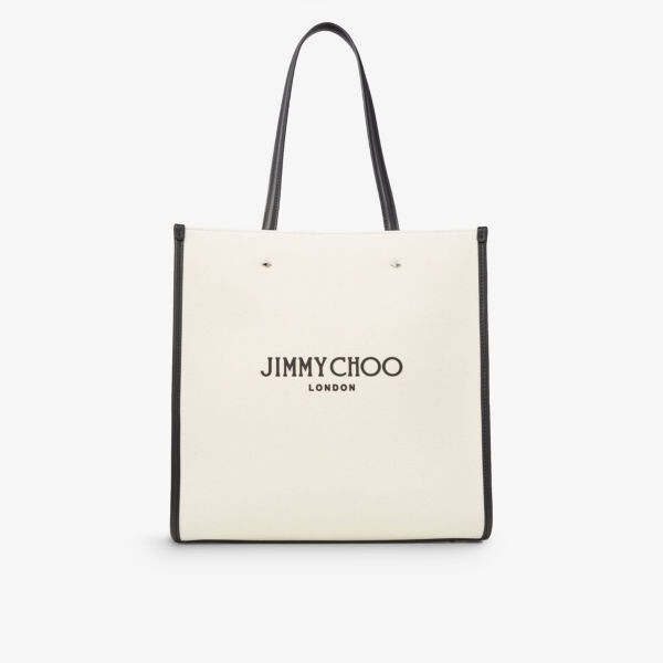 

Сумка-тоут из ткани и кожи с логотипом Jimmy Choo, черный