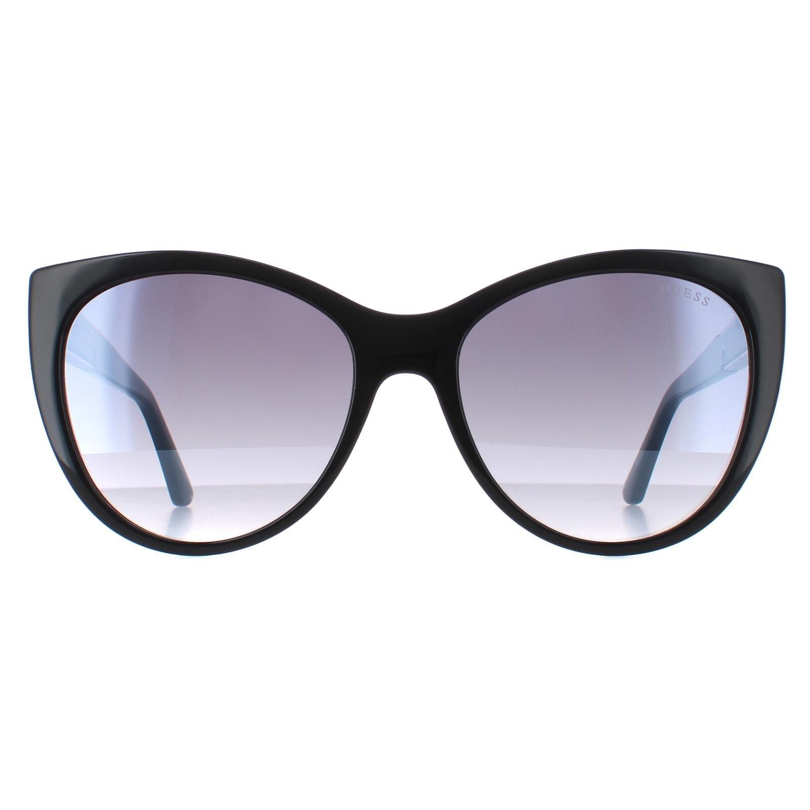 Кошачий глаз Блестящий черный дымчатый градиент GF6069 Guess, черный солнцезащитные очки hugo кошачий глаз оправа пластик для мужчин черный
