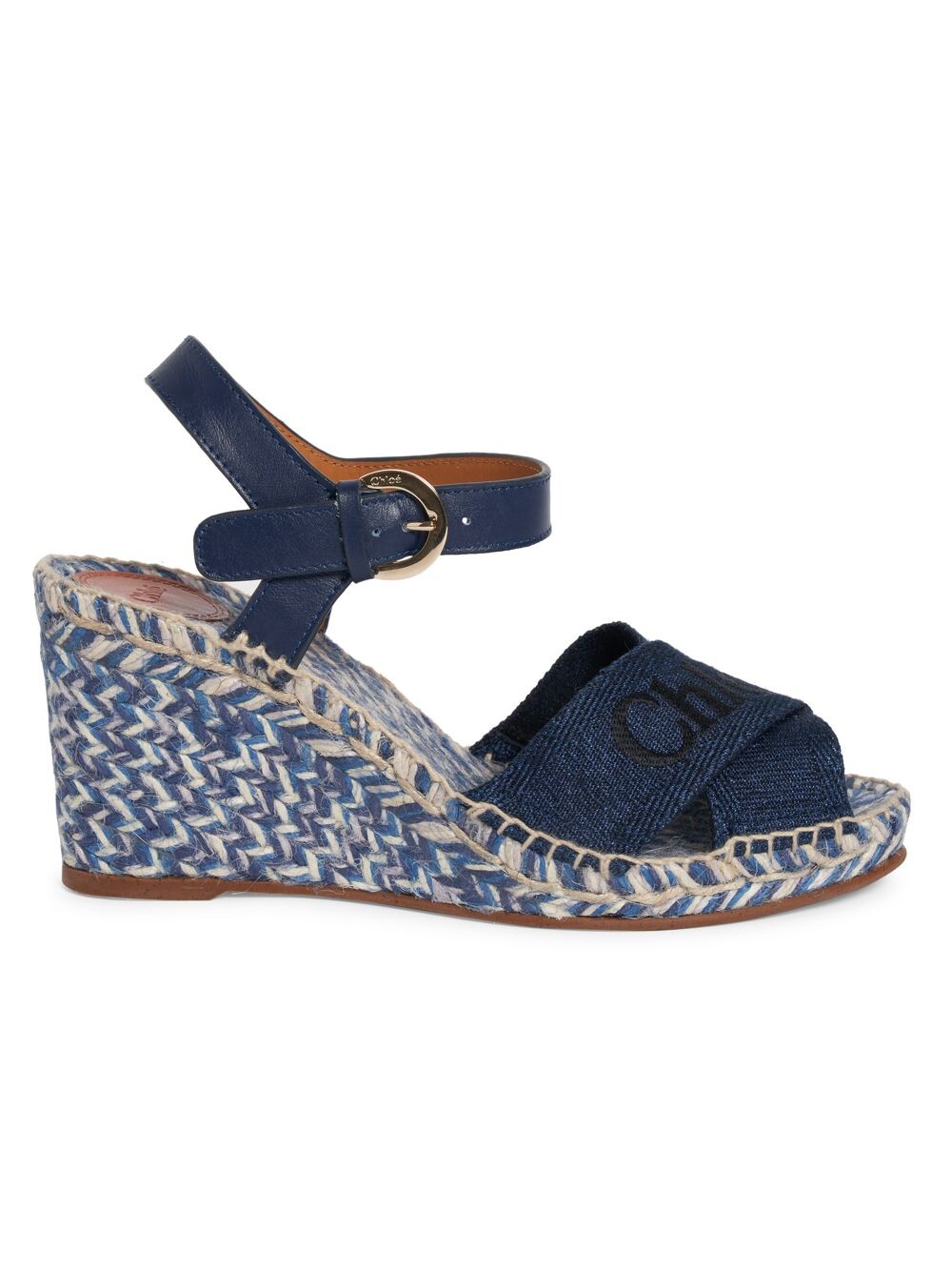 

Босоножки на танкетке Piia из денима и кожи эспадрильи Chloé, синий