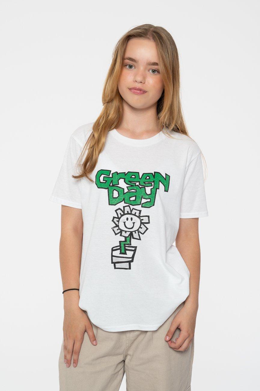 Футболка с цветочным горшком Green Day, белый футболка американский идиот green day серый
