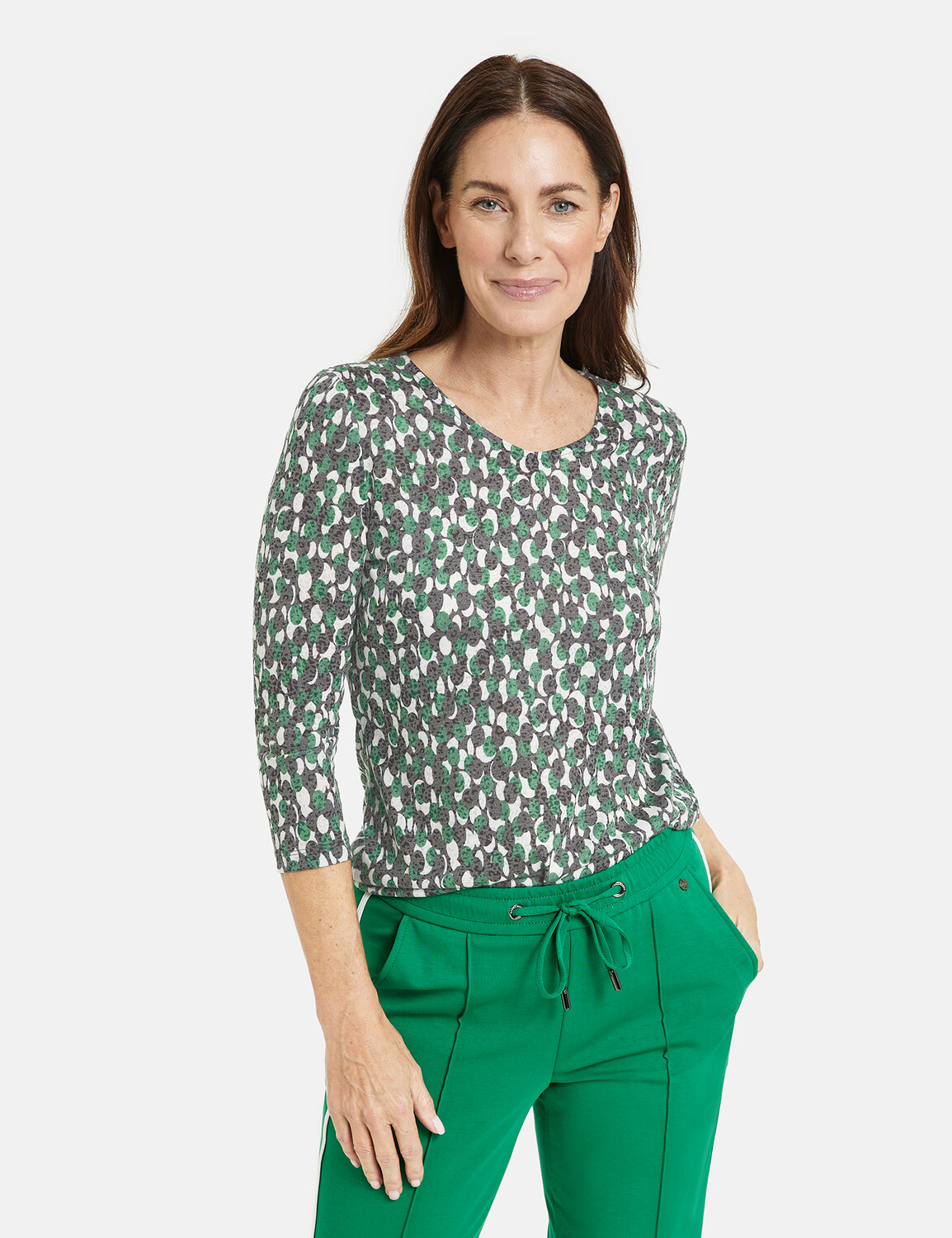 

Футболка Gerry Weber 3/4 Arm, цвет Vibrant Green/Navy Dots, Серый