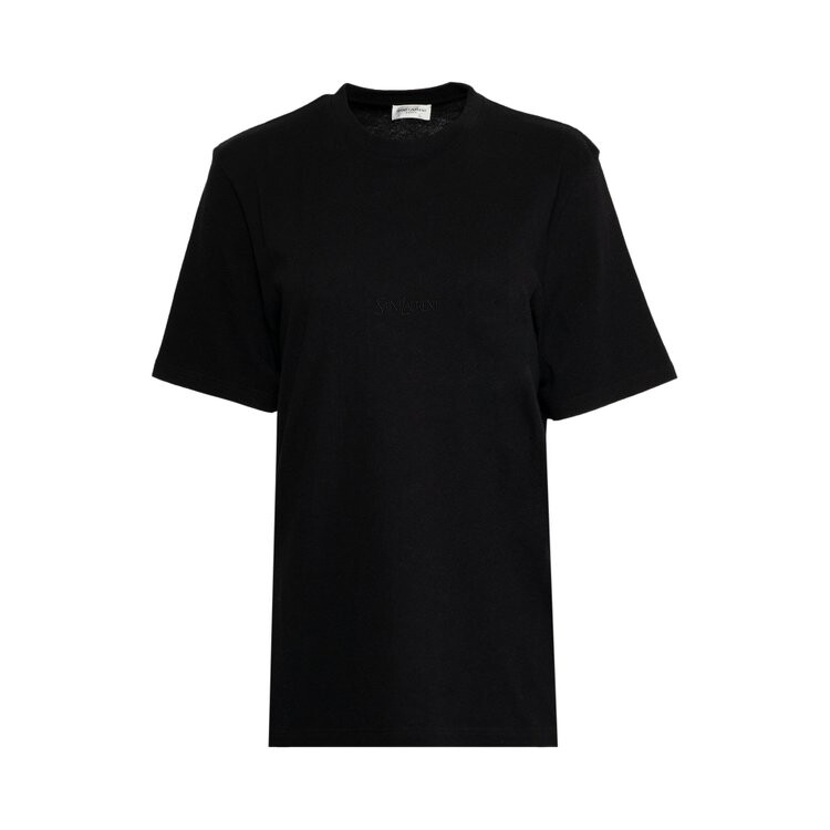 

Футболка Saint Laurent Logo Embroidered Crewneck 'Black', черный
