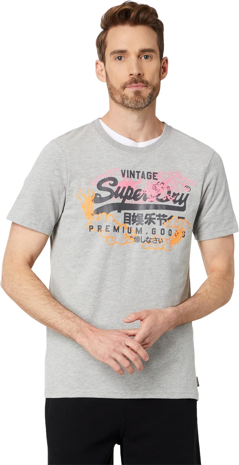 

Футболка с винтажным логотипом и сюжетом Superdry, цвет Grey Marl