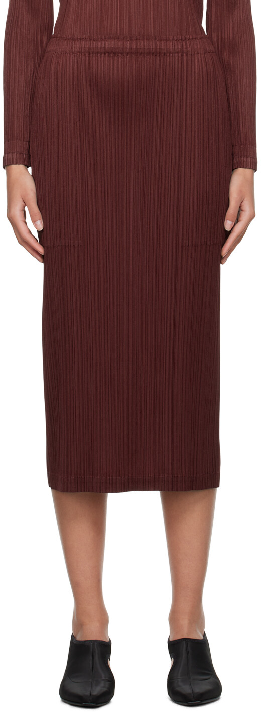 

Pleats Please Issey Miyake Бордовые ежемесячные цвета Октябрьская макси-юбка