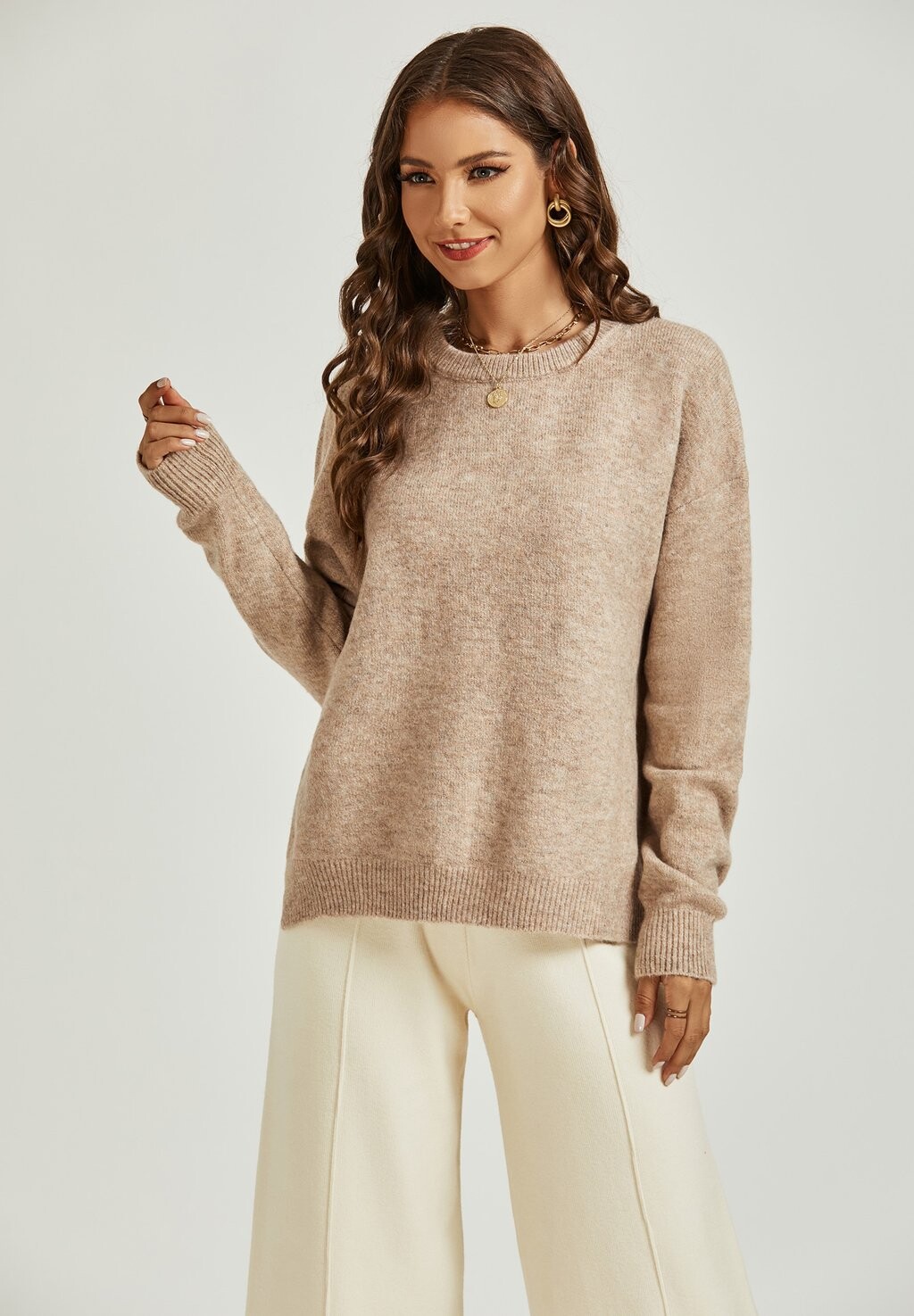 

Джемпер BLENDED ROUND NECK FS Collection, бежевый