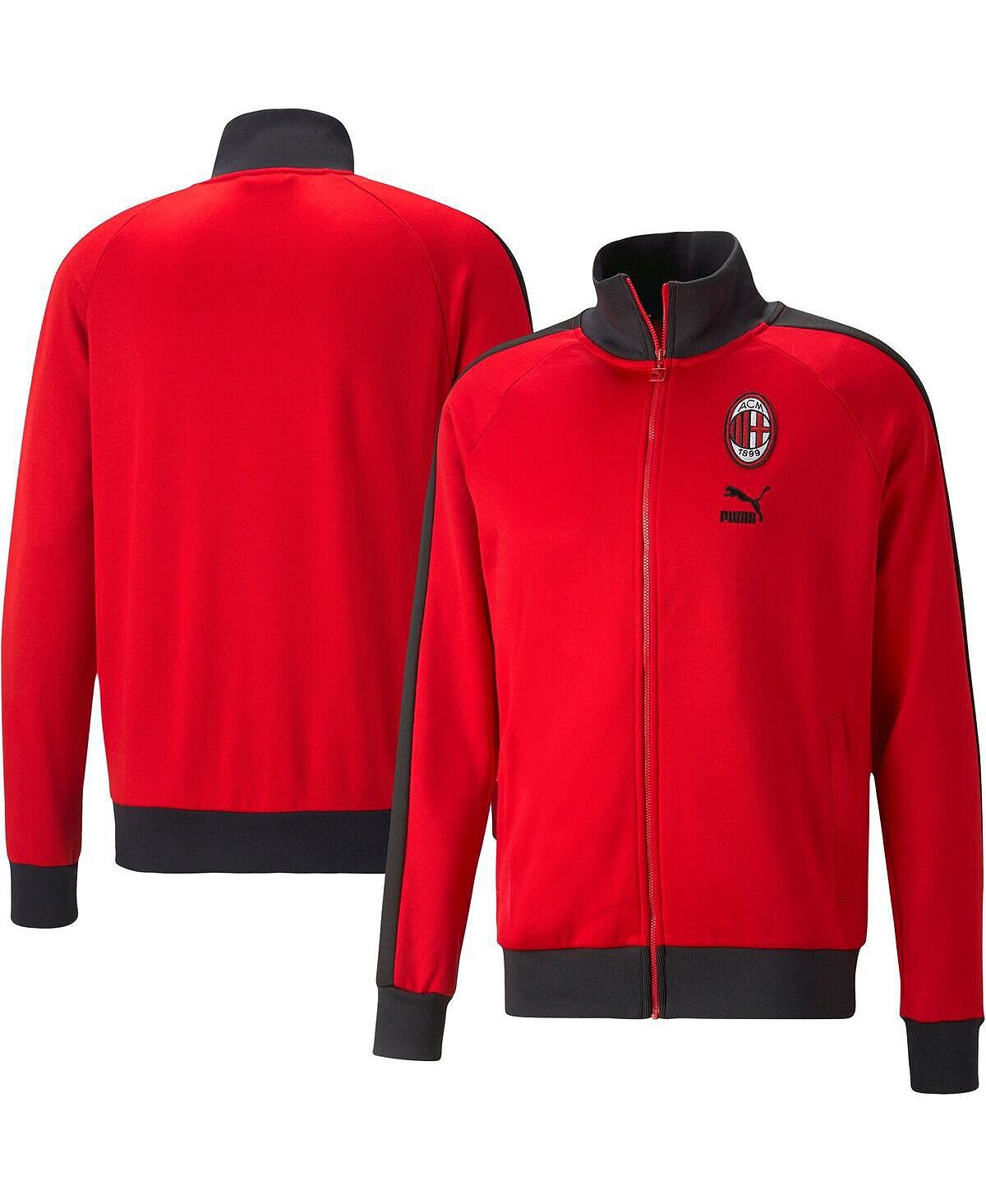 

Мужская красная спортивная куртка с молнией во всю длину реглан AC Milan ftblHeritage T7 Puma, Красный