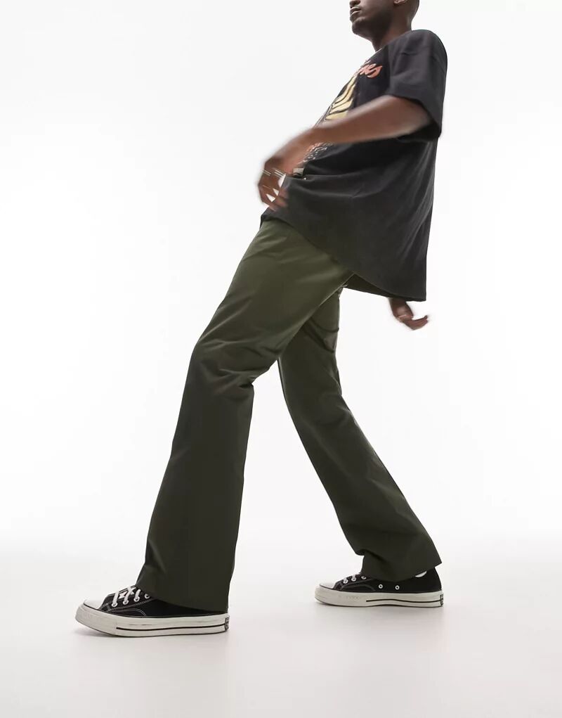 Расклешенные брюки прямого кроя Topman цвета хаки