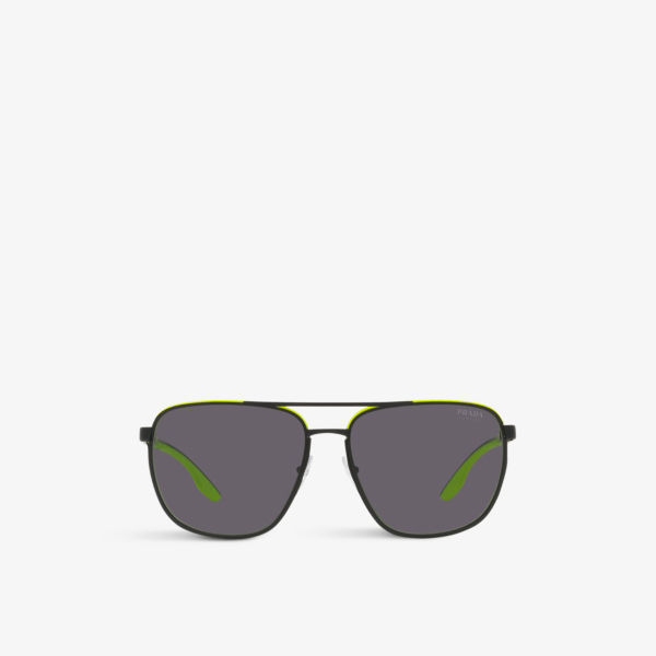 Солнцезащитные очки-авиаторы PS 50YS в металлическом корпусе Prada Linea Rossa, черный