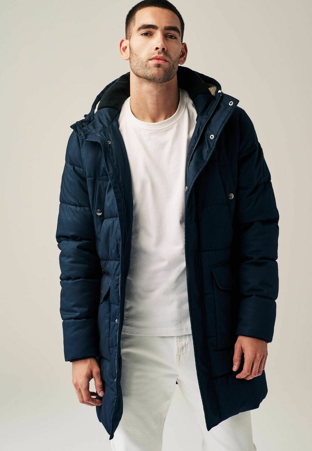 Зимнее пальто Textured Look Longline Puffer Next, цвет navy blue