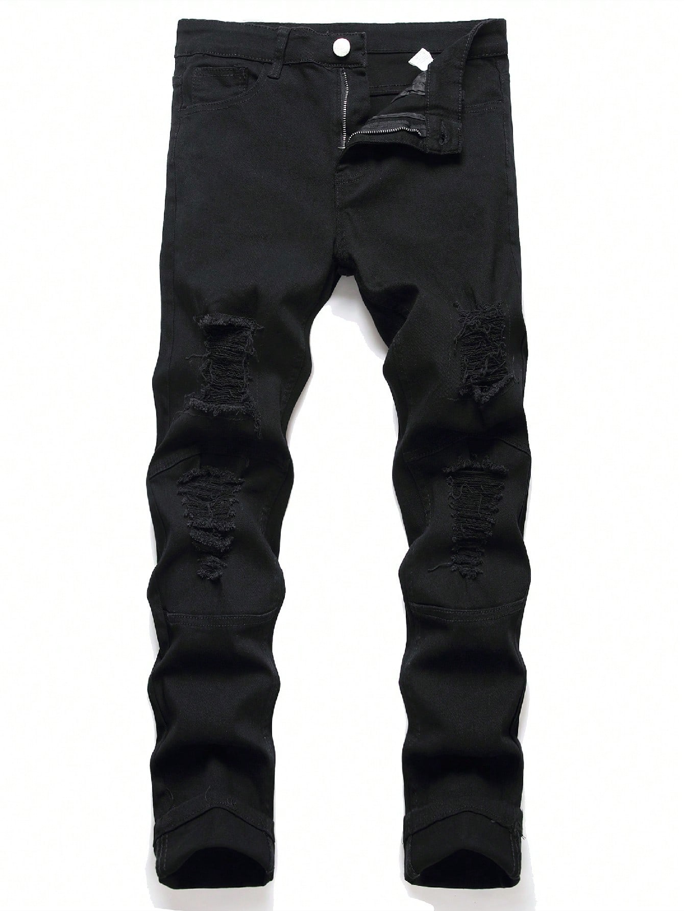 цена Мужские потертые прямые джинсы больших размеров Manfinity Homme, черный