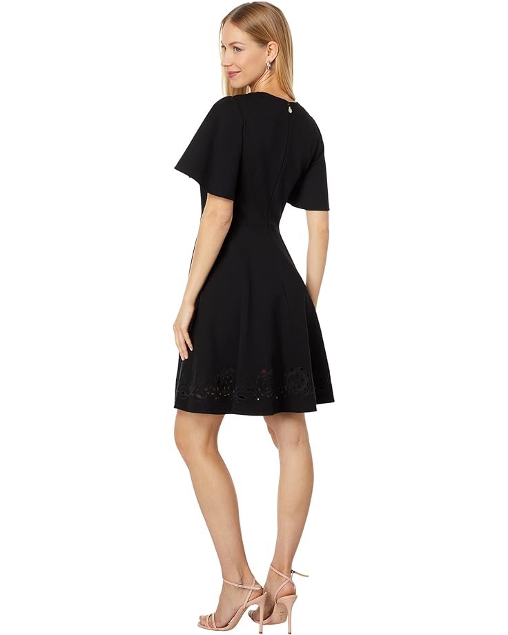 Платье Kate Spade New York Embroidered Cutwork Ponte Dress, черный