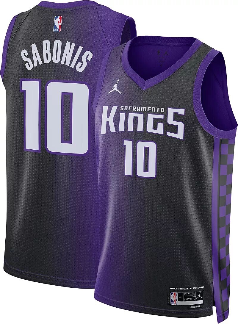 

Jordan Мужская джерси Nike Sacramento Kings Domantas Sabonis #10 фиолетового цвета Dri-FIT Swingman, Серый