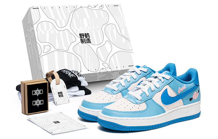 

Кроссовки для скейтбординга Air Force 1 женские, низкие, белые/синие Nike