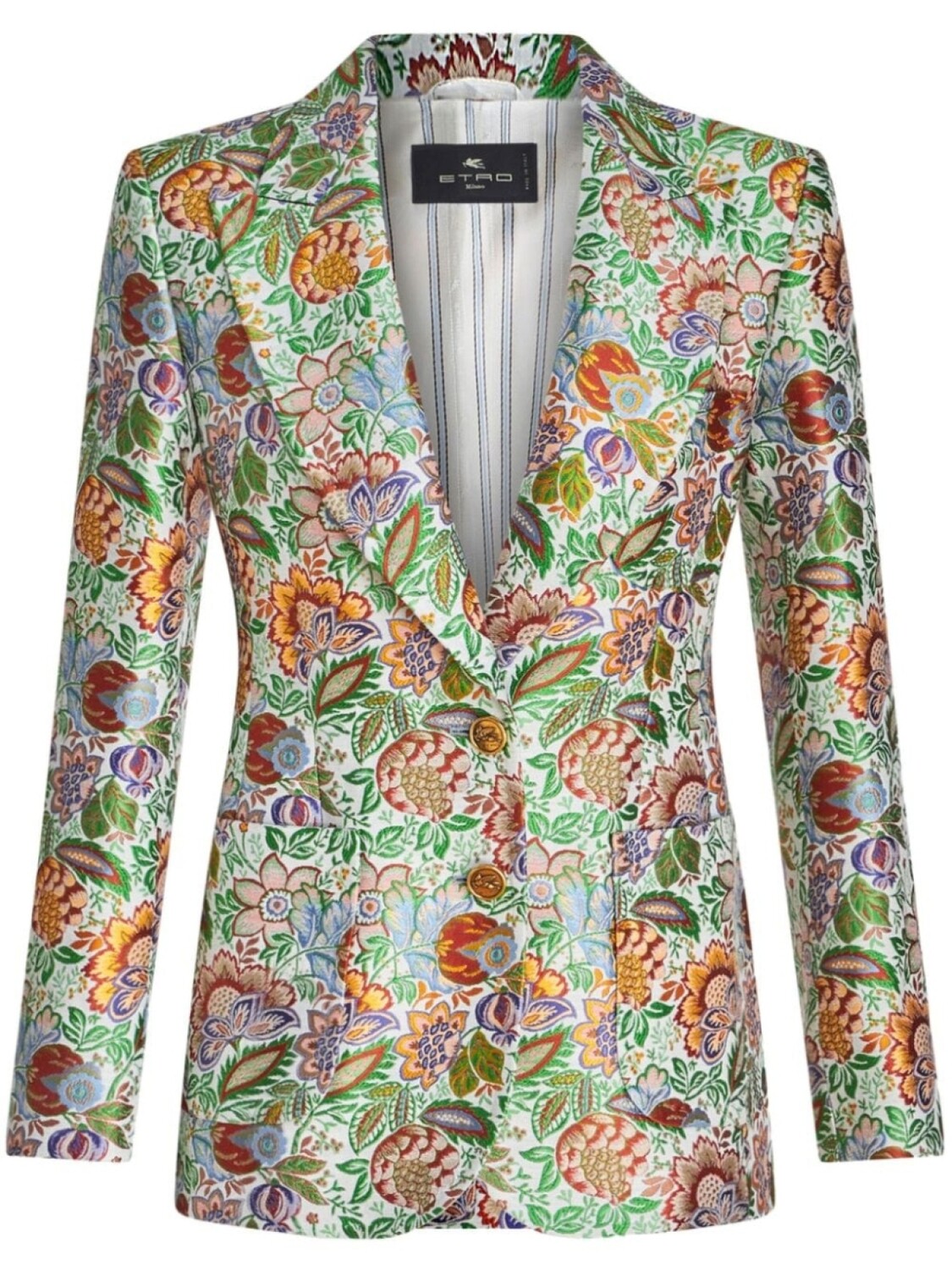 

ETRO однобортный блейзер с цветочным узором, белый