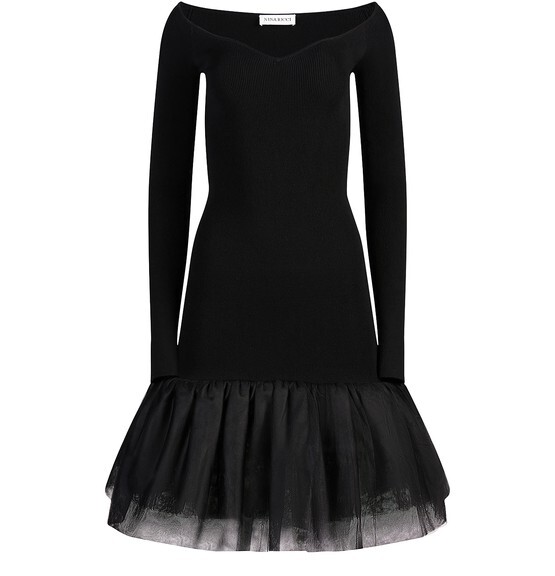 

Рубчатое мини-платье Nina Ricci, черный