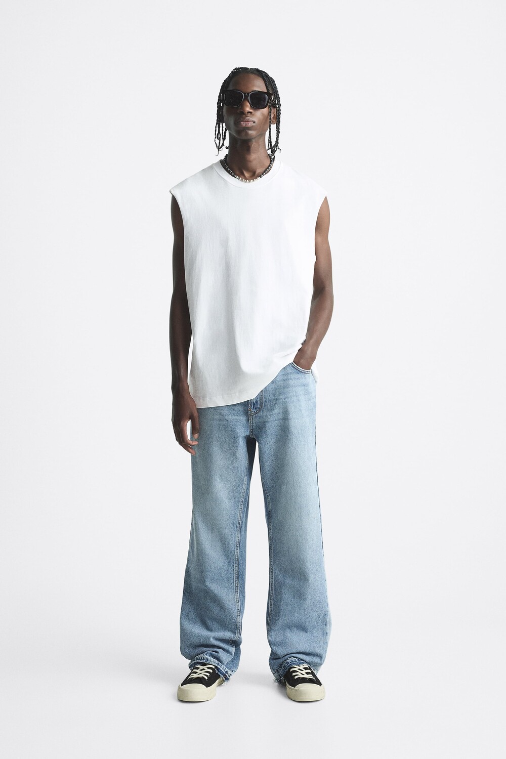 

Джинсы с клеем Zara, средне-синий