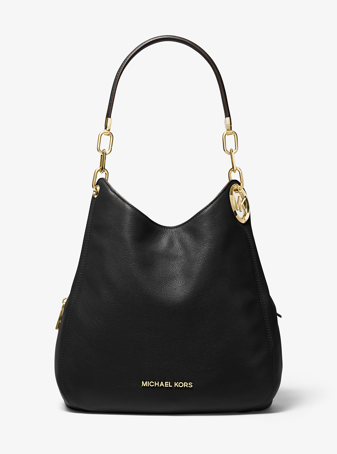 Большая сумка на плечо Lillie из шагреневой кожи Michael Kors, черный цена и фото