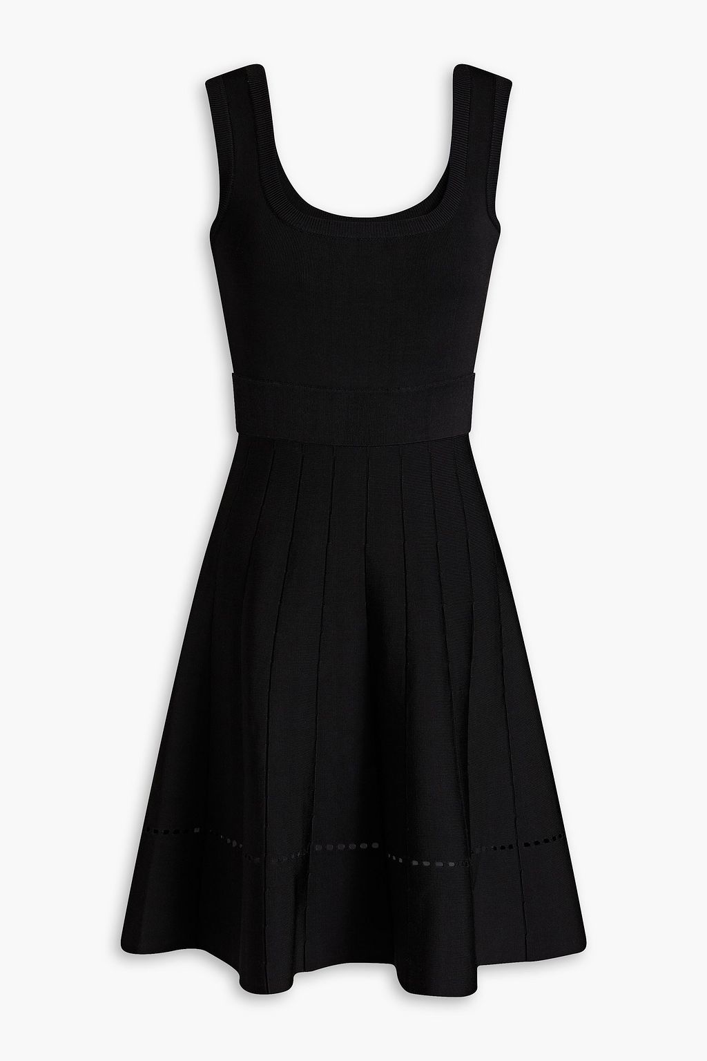 Плиссированное платье мини из понте HERVÉ LÉGER, черный