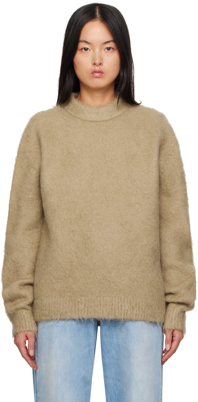 

Бежевый свитер с круглым вырезом Темный Acne Studios
