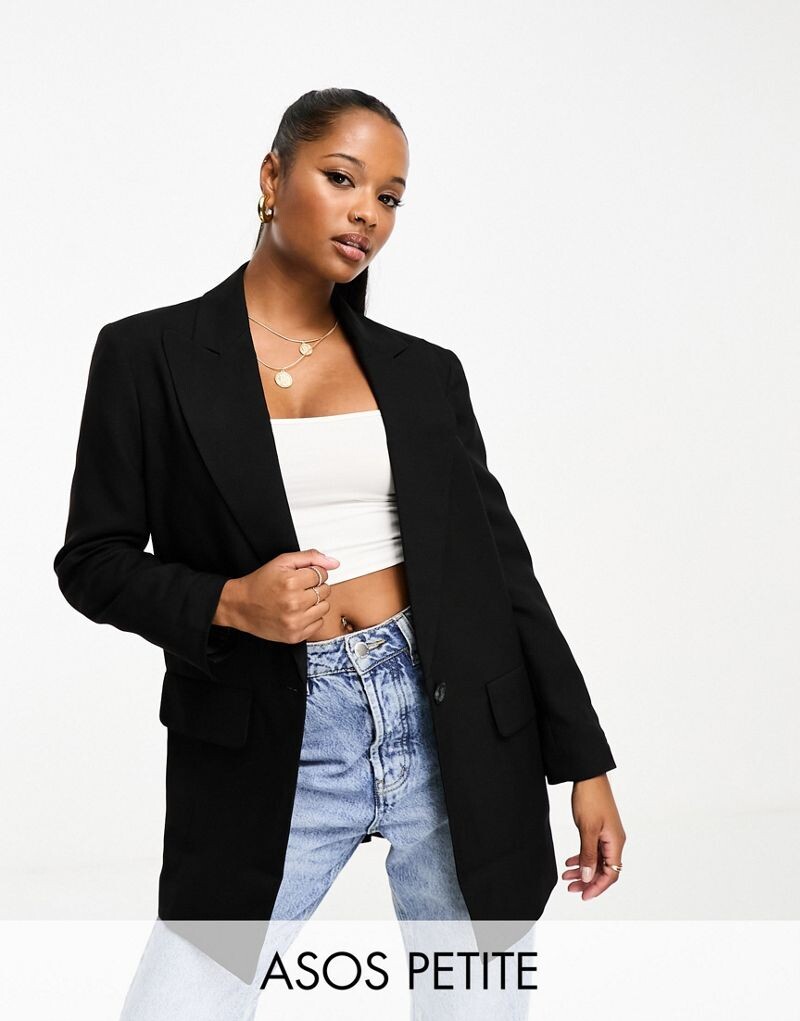 

ASOS DESIGN Petite – черная удлиненная куртка