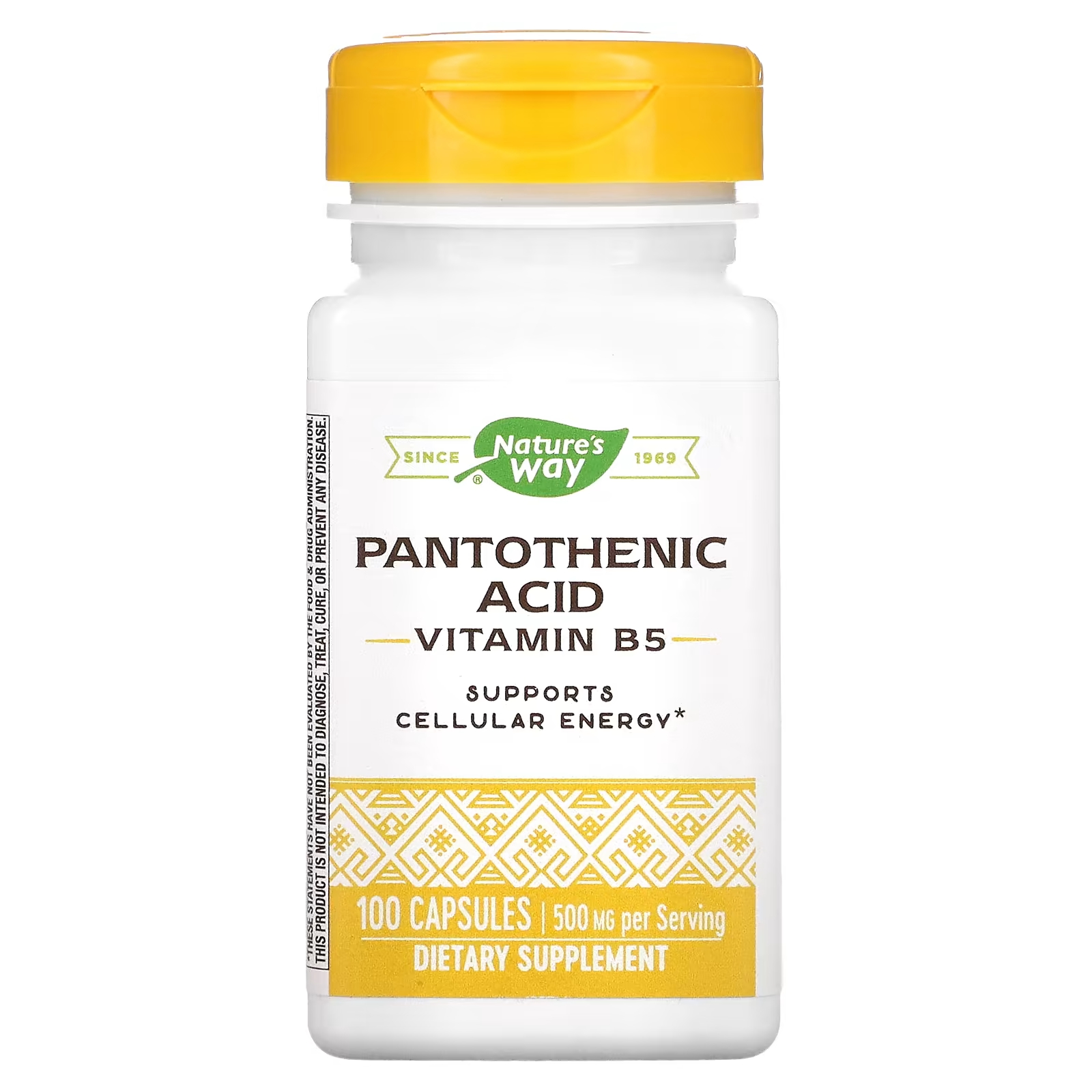 Пантотеновая кислота Nature's Way 500 мг витамин B5, 100 капсул пантотеновая кислота jarrow formulas витамин b5 100 капсул