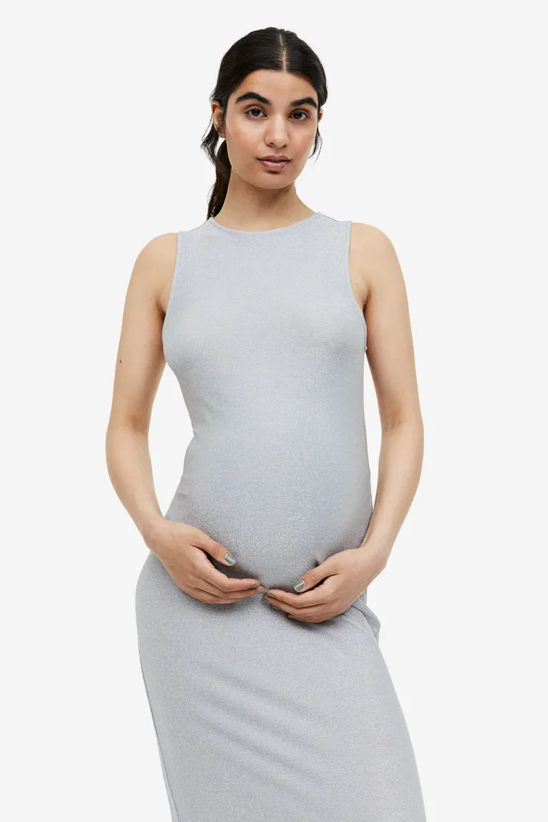 Трикотажное платье в рубчик H&M, серый