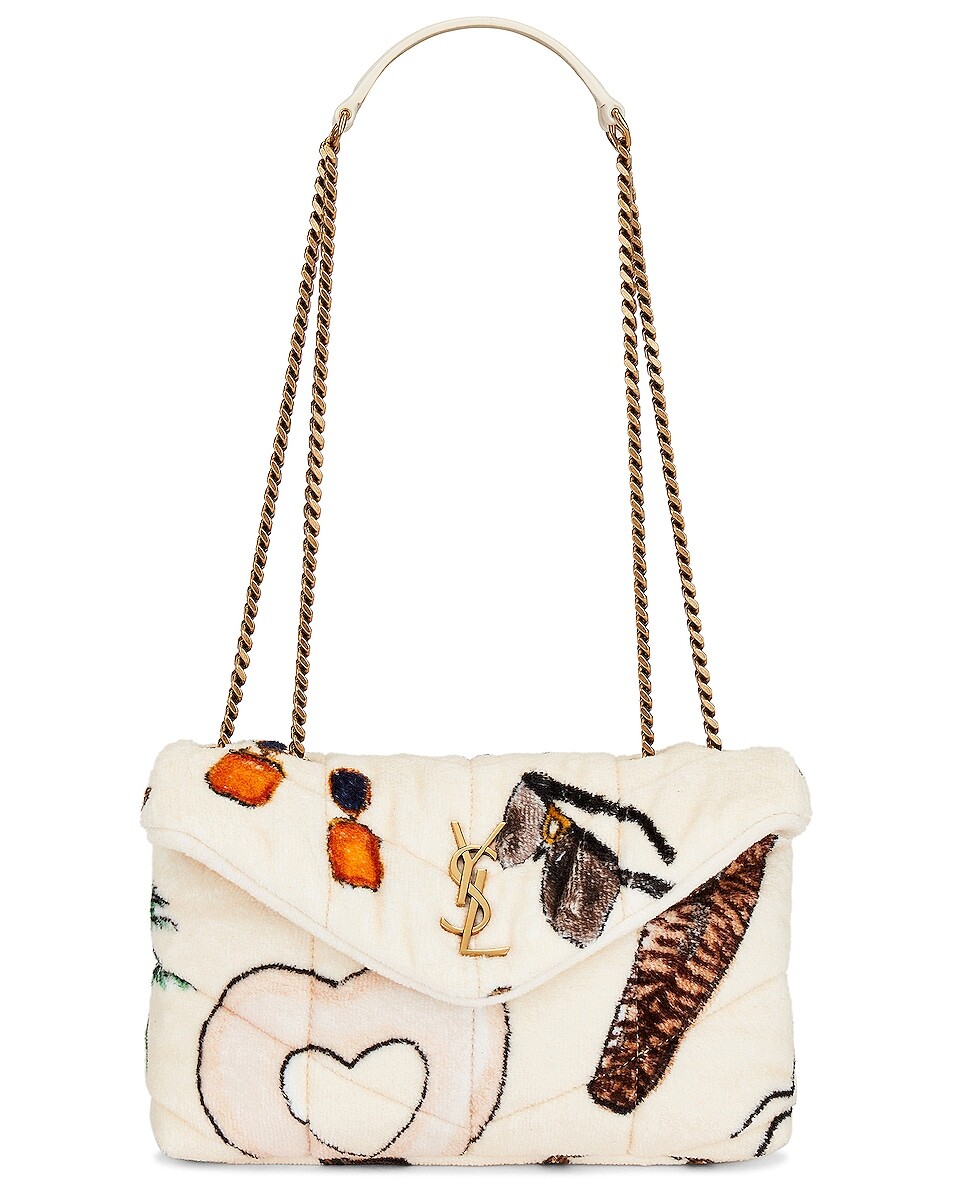 

Сумка через плечо Saint Laurent Toy Puffer, цвет Poudre White & Multicolor