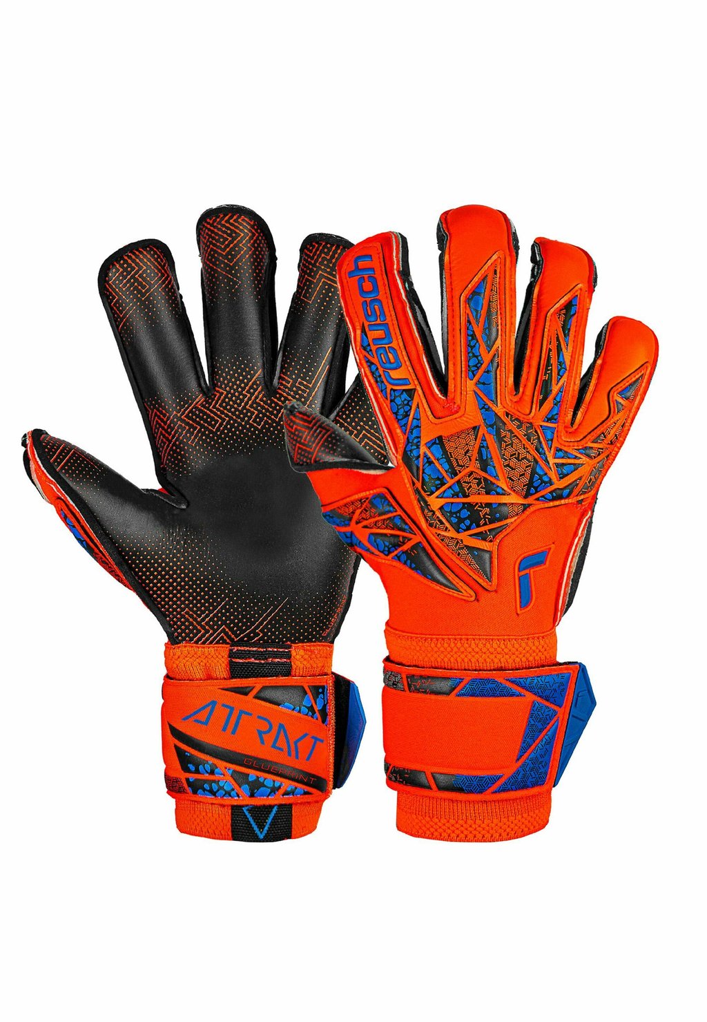 Перчатки вратарские Reusch, оранжевые синие черные вратарские перчатки reusch шокирующий оранжевый синий