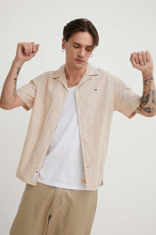 

Рубашка из смесового льна Tommy Jeans, бежевый